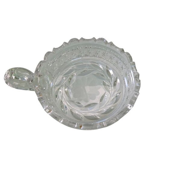 McKee Glass Company Vintage Etched Glass Candy Dish With Handle Mid Century - Picture 1 of 7